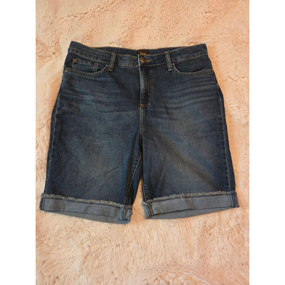 Lee Jeans women's mid-rise cuffed denim Bermuda shorts size 14